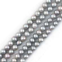 天然灰珍珠半成品 气质灰淡水灰珍珠 圆珠串珠 微瑕 人工养殖