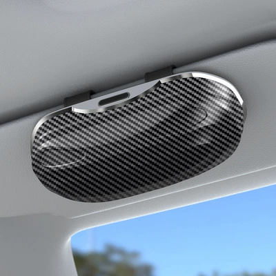 New Carbon Fiber Car Glasses Case, Car Supplies, Sun Visor Storage, Multi-Function Card Holder, Car Sunglasses Holder (Car Glasses Clip/Bill Clip) - carbon-fiber-pattern-glasses-case