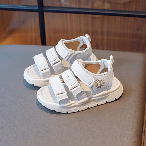 Summer Brand Children's Beach Shoes 2024 New Girls Velcro Casual Shoes Korean Style Boys Sandals