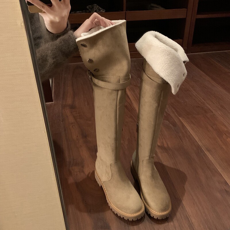 New Style Lamb Wool Warm Over-The-Knee Long Boots for Women, Autumn and Winter Thick-Soled Boots, Thickened Fleece Cotton Boots, Warm Snow Boots New Style Lamb Wool Warm Over-The-Knee Long Boots for Women, Autumn and Winter Thick-Soled Boots, Thickened Fleece Cotton Boots, Warm Snow Boots