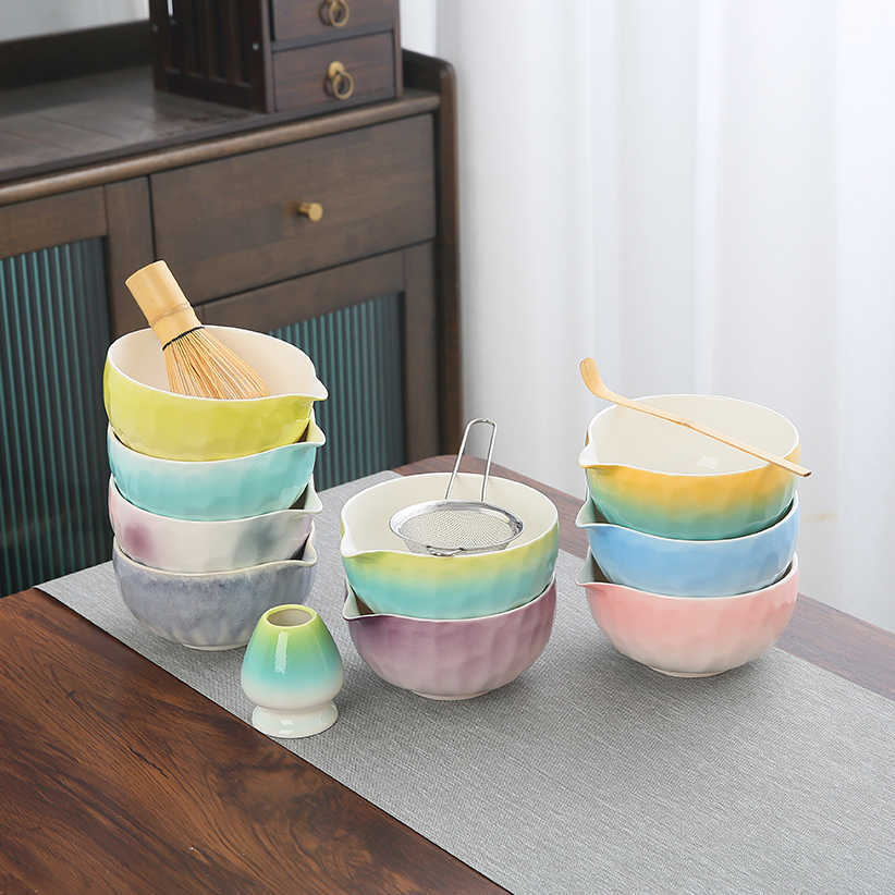 Juego de matcha degradado de matcha de estilo japonés exclusivo transfronterizo, cepillo de té Baibenli, juego de 5 piezas de herramientas de té de la dinastía Song