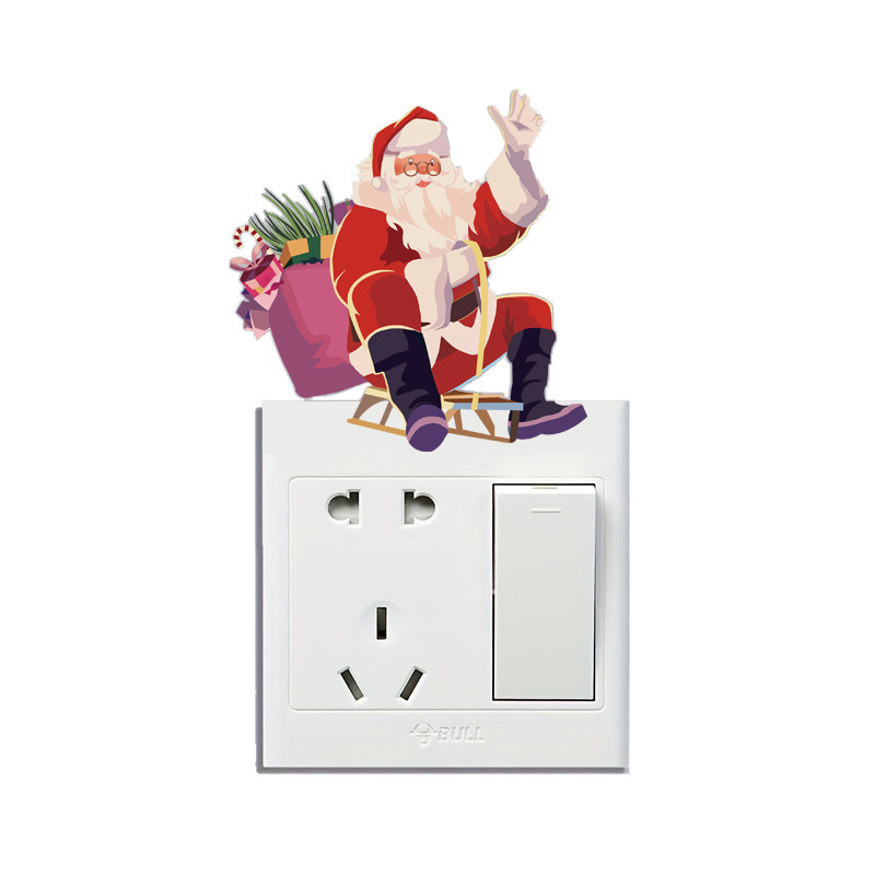 希音temu越境漫画風クリスマスシリーズスイッチステッカー、壁ステッカー、スイッチデコレーション、取り外し可能、粘着式、個性的な装飾|undefined