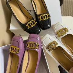 品質~輕奢系列2024新款方頭粗跟5.5cm金屬扣件四季單鞋女大碼