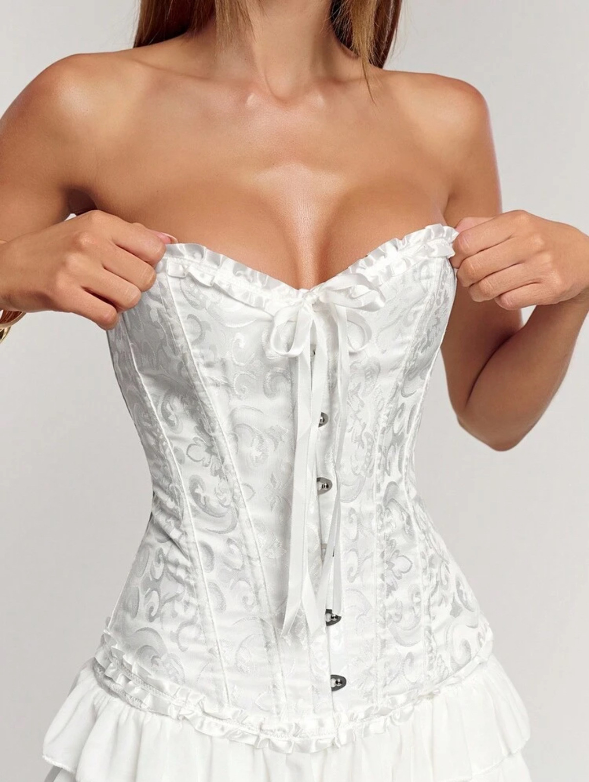 Camaco de estilo de viento de la corte impresa retrógrada cinta de estupefacción de pecho de forma abdominal cintura de cintura de chaleco se puede usar fuera