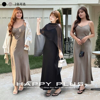 润其大码松弛贵气感吊带裙9224暗纹哑光v领斜裁a字吊带连衣裙女装
