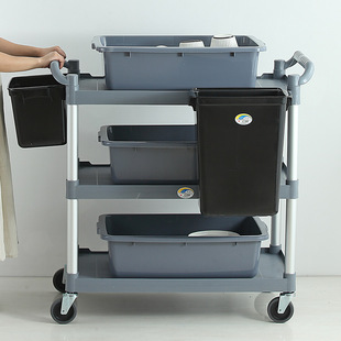 Three-layer plastic dining cart trolley restaurant hotel restaurant food serving small cart mobile service cart wholesale
