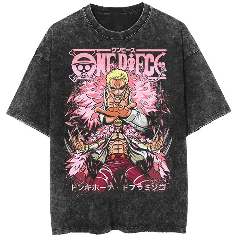 Men's Casual Loose Washed Harajuku T-Shirt Japanese Anime One Piece Pattern Loose Street Style Top T-Shirt Men's Casual Loose Washed Harajuku T-Shirt Japanese Anime One Piece Pattern Loose Street Style Top T-Shirt