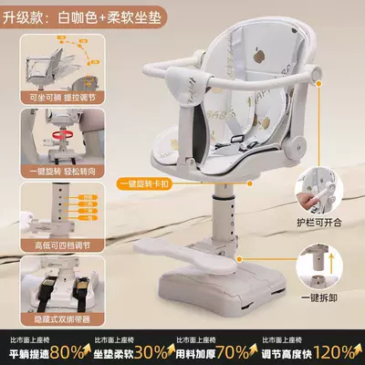 Front-mounted child seat for Electric car child seat - milky-white-anti-stain-cushionreclining-one-click-detachable-rotation-five-point-safety-belt-white-cover