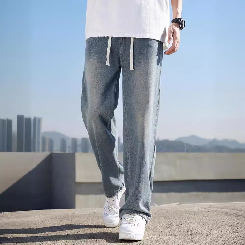 Ice Silk Jeans Men's Straight Loose Fit Summer Thin American Retro 2026 New Elastic Waist Casual Long Pants Ice Silk Jeans Men's Straight Loose Fit Summer Thin American Retro 2026 New Elastic Waist Casual Long Pants