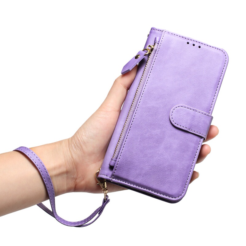Cross-border application Sharp R2 Compact solid color zipper card mobile phone protective case smile anti-fall case Zero 2