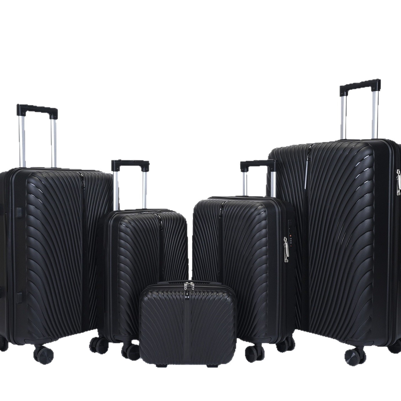 Procesamiento personalizado de la fábrica de maletas PP maleta de palanca de tracción cinco piezas conjunto de ruedas universales silenciosas maleta de contraseña