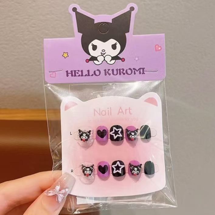 儿童穿戴甲三丽鸥立体指甲贴女童新款美甲半手工可拆卸自粘防水贴|undefined