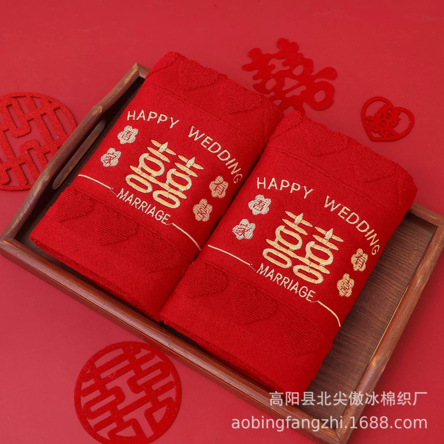 Burgundy cotton towel, gift box, increased thickness