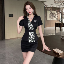 高端美容师养生馆技师服足疗店足浴沐足套装工衣8609短袖裙子