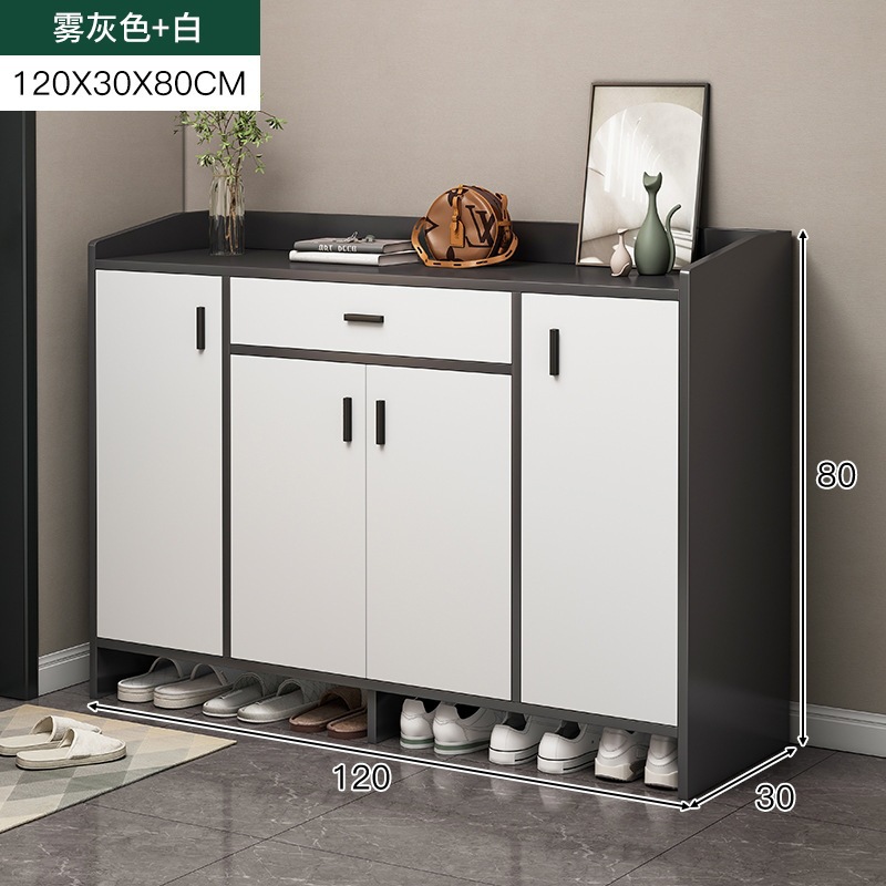 [클래식 모델 - 도어 4개 및 서랍 1개] 120-30-80 포그 그레이 + 화이트-1x1x1cm-조립