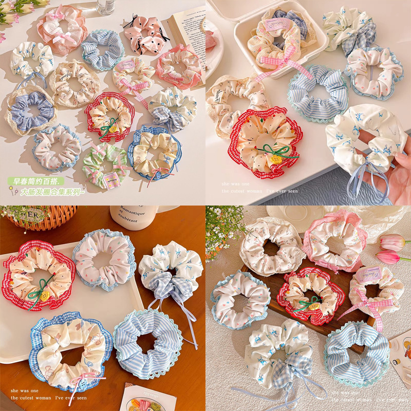 Dulce lazo de lazo de intestino grueso lazo de cabello de bola femenina cuerda de cabello 2025 nueva cuerda de cabeza alta elástica banda de goma accesorios para el cabello