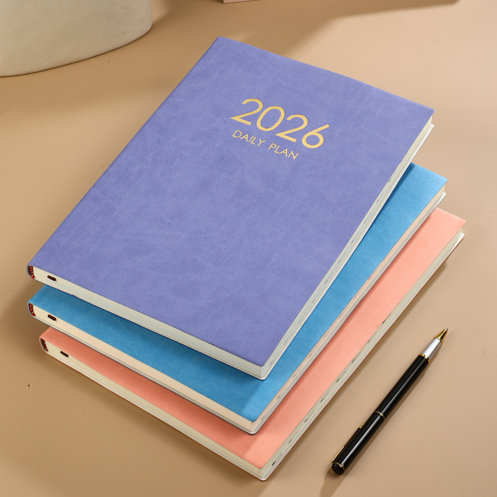 现货2026年a4英文计划本2025年加厚年历本跨境每日记录笔记本商务