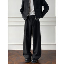 新款西裤男新品感垂坠感秋季重磅裤子显瘦直筒阔腿微喇裤