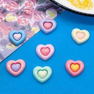 Bright Double Color Love Hairpin Hair Rope Hair Accessories DIY Handmade Material Toy Phone Case Water Cup Sticker Resin Accessories