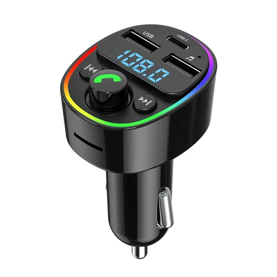 Car cigarette lighter charger Bluetooth audio receiver FM car MP3 player hands-free phone player (Car mp3) - g67-button-model-black