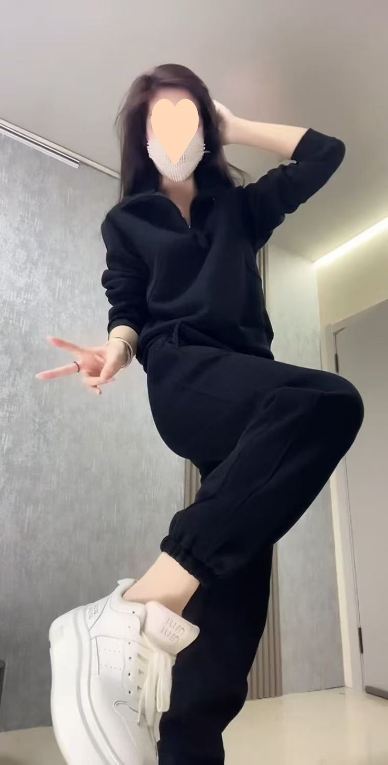 ActiveGo ActiveGo Fleece-Lined Casual Sports Women's Sweatshirt Winter Warm Fashionable Thickened Two-Piece Set_desvips.com