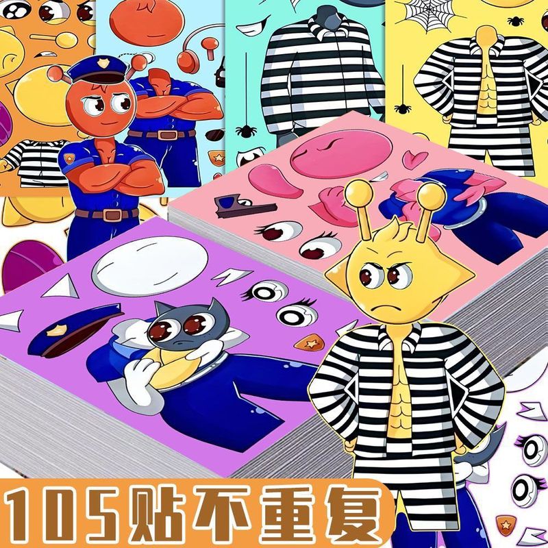 Sprunki换装】24张节奏盒子大张创意换脸贴纸卡通趣味儿童益智diy|undefined