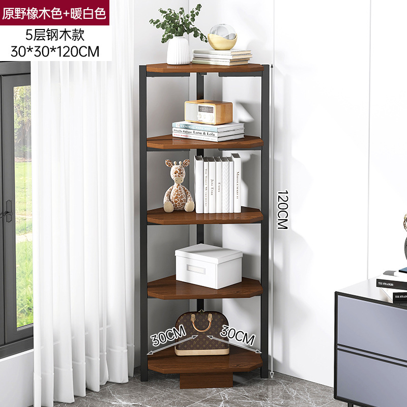 Estantería piso hogar sala de estar simple estante de almacenamiento esquina estantería integrada pared multi-capa Esquina de almacenamiento de hierro rack