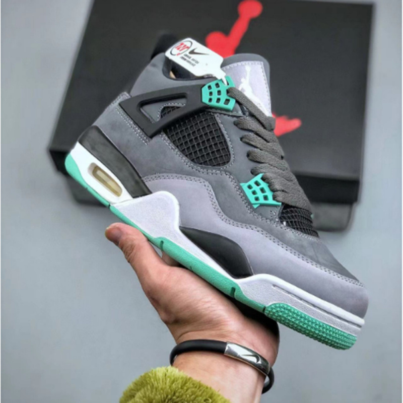 莆田靴工場卸売会社レベル AJ4 電気メッキグレーミリタリーグリーングレーウサギジョー 4 クロスボーダースポーツ男性と女性のブルーシューズ|undefined