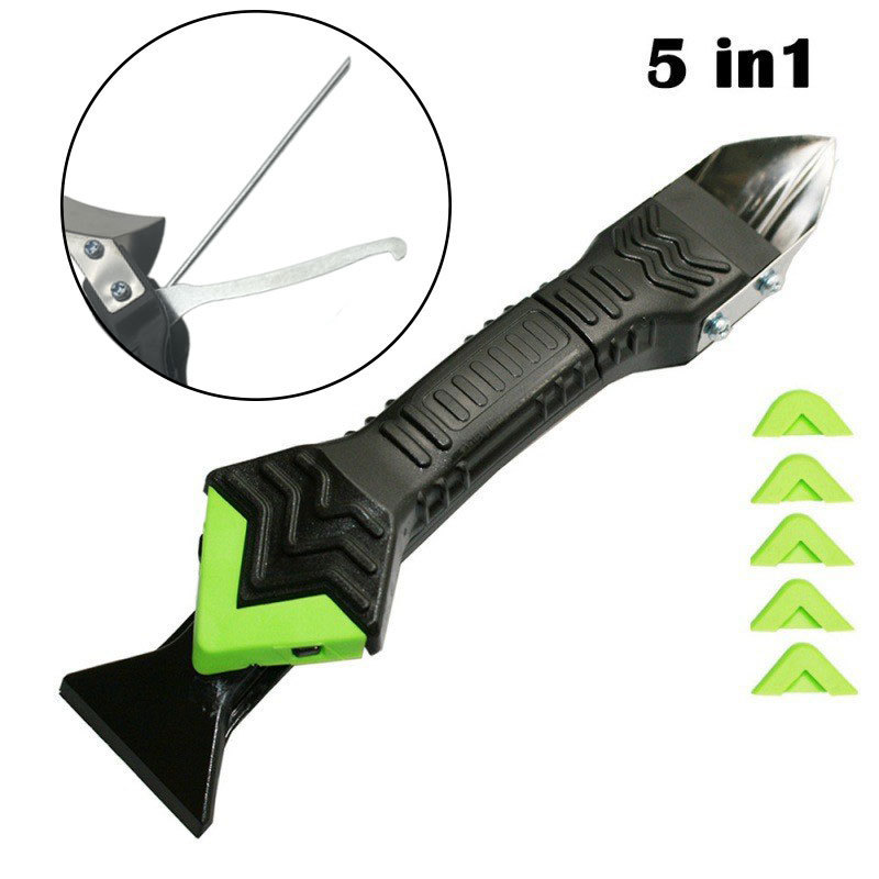 6-in-1 Silicone Caulking Tool Sealant Grout Scraper with Stainless Steel Head for Bathroom Kitchen Floor Window Sink