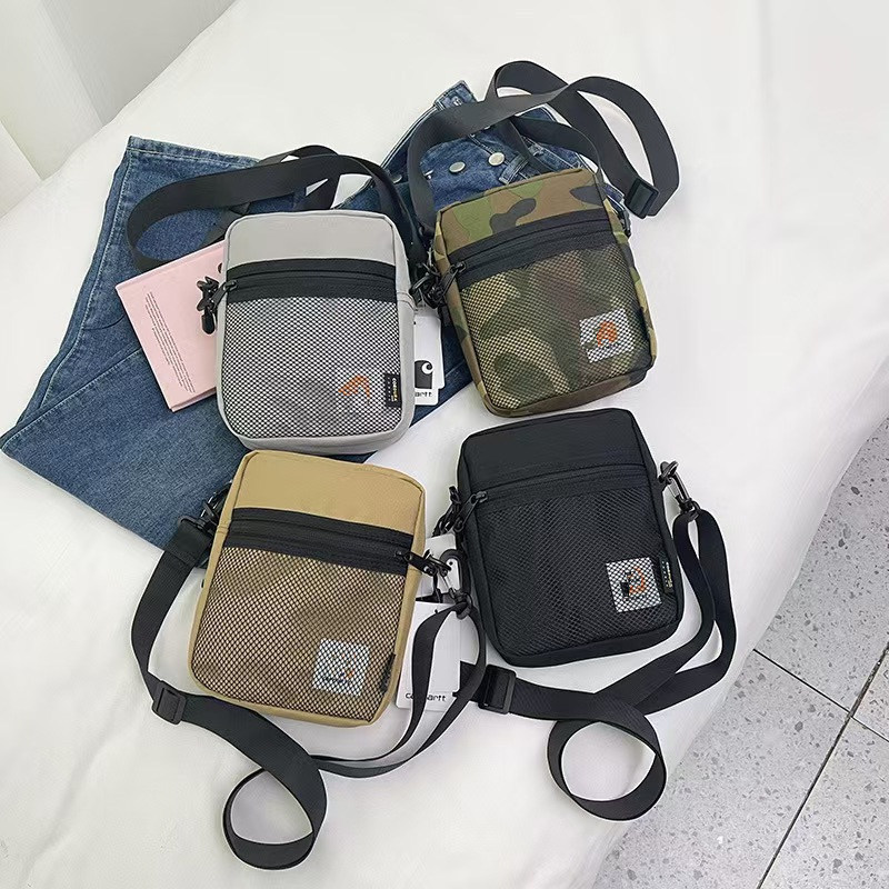 Korean Style Trendy Brand Unisex Small Canvas Shoulder Bag Casual Commuter Cross-Border Small Square Bag Workwear Trendy Shoulder Bag