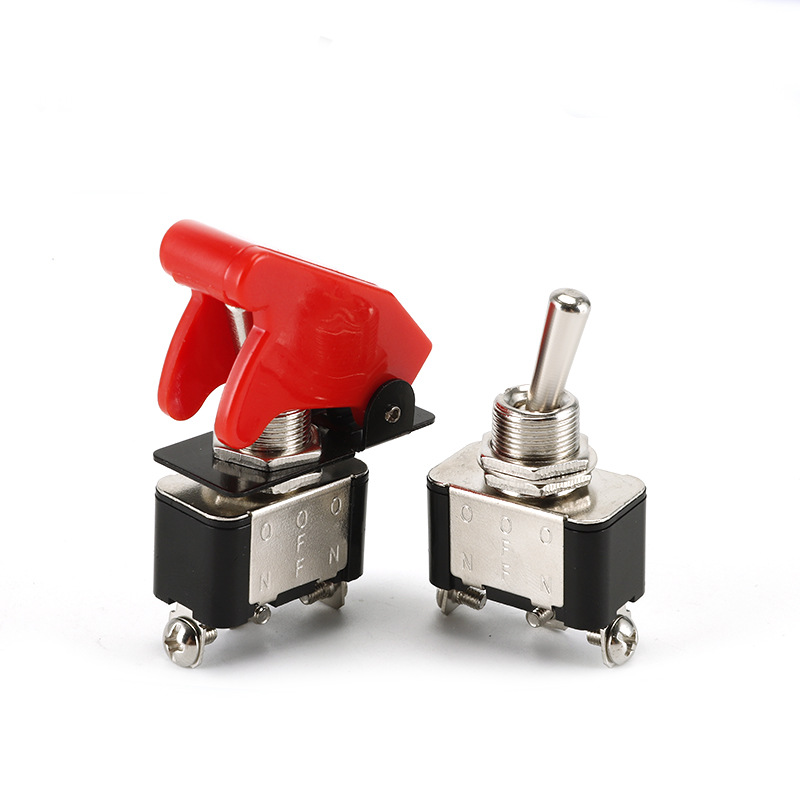 KN3A-103钮子开关 3脚3档摇臂开关带保护盖钮子开关 ON-OFF-ON