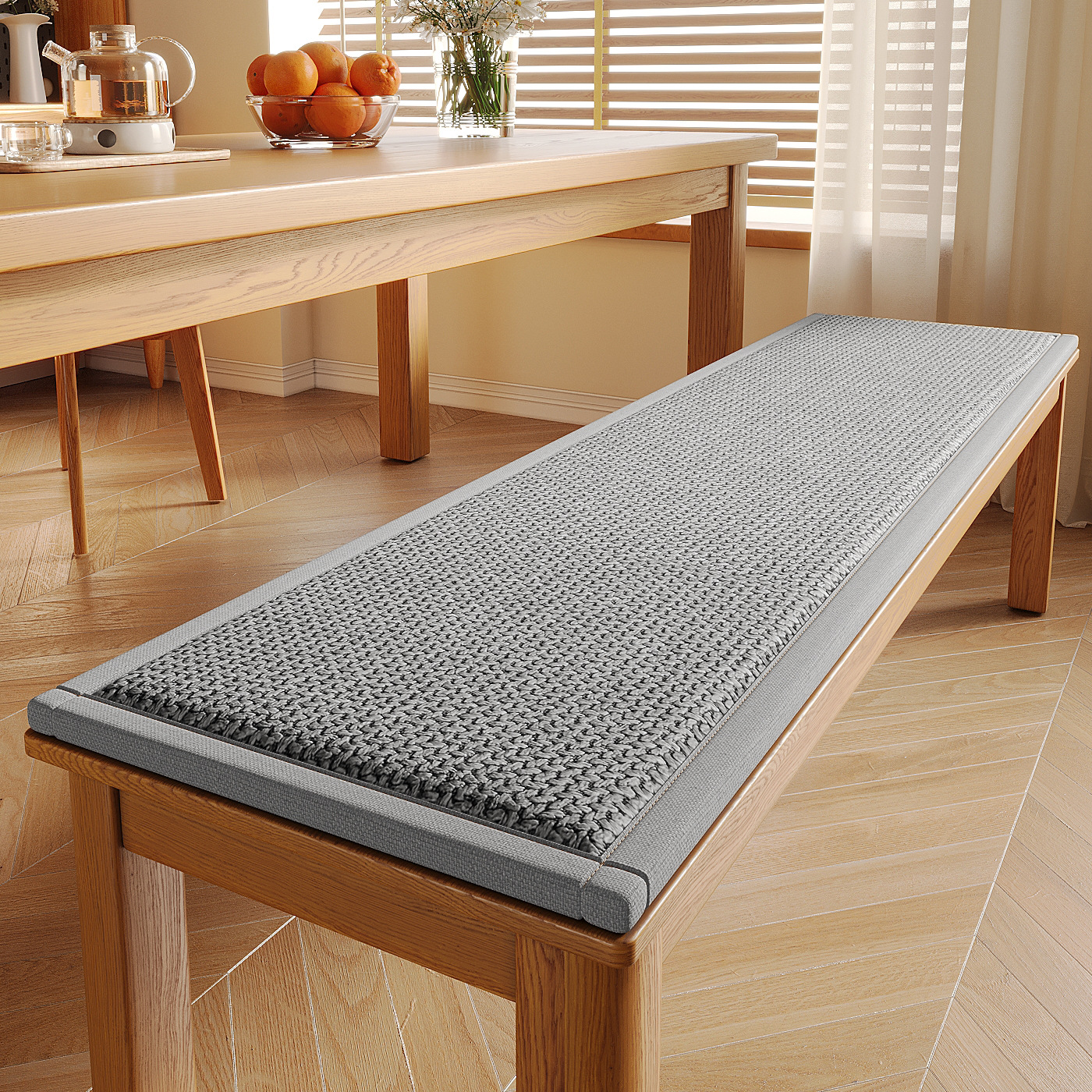Cojín para silla, cojín largo para banco, cojín para silla de comedor de madera maciza, cojín antideslizante para las cuatro estaciones, cojín largo para banco, cojín largo para asiento. image 9