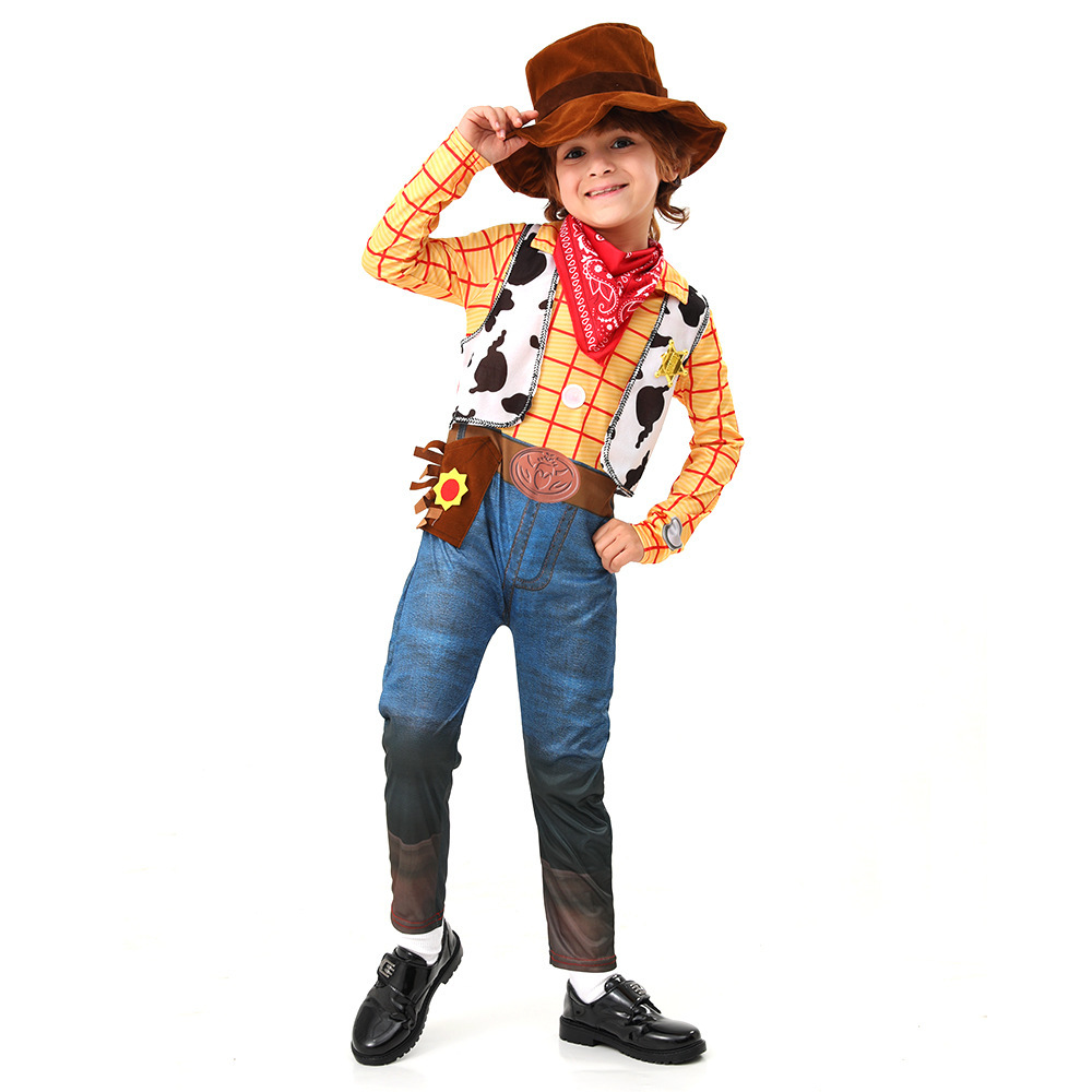 Halloween cosplay costume, Toy Story Woody cosplay outfit, Western cowboy outfit
