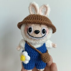 純粋に手作りの DIY かぎ針編みの第一世代と第二世代のラブブ編み人形キーホルダーかわいいスターのカップル同じスタイル