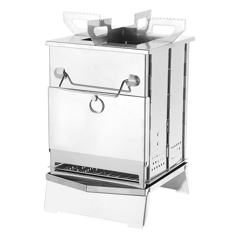 Plegable al aire libre estufa de leña mini horno de acero inoxidable barbacoa camping picnic plegable estufa de carbón barbacoa al aire libre PARRILLA