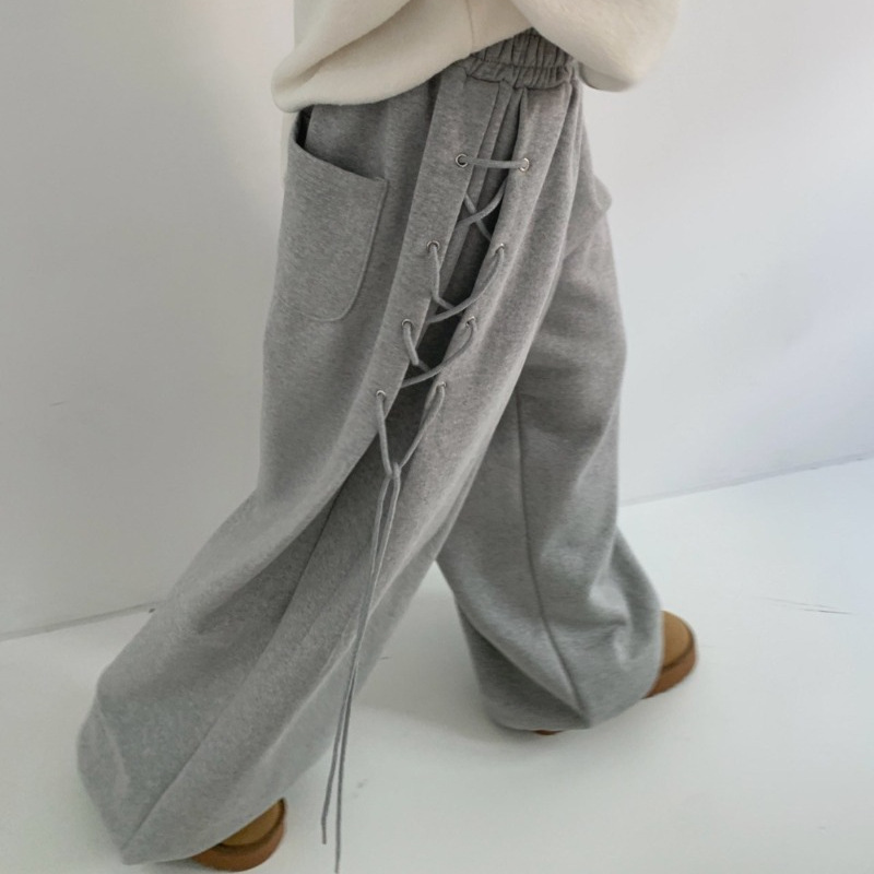 Y2K pantalones de malla laterales pantalones de correa pantalones de calle mujeres tendencias de ropa de moda coreana clásica Harajuku image 1