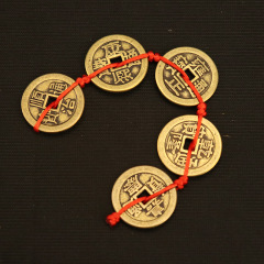 黃銅加大加厚五帝錢掛飾彩色珠黃銅銅錢五帝錢掛飾家居裝飾掛件批