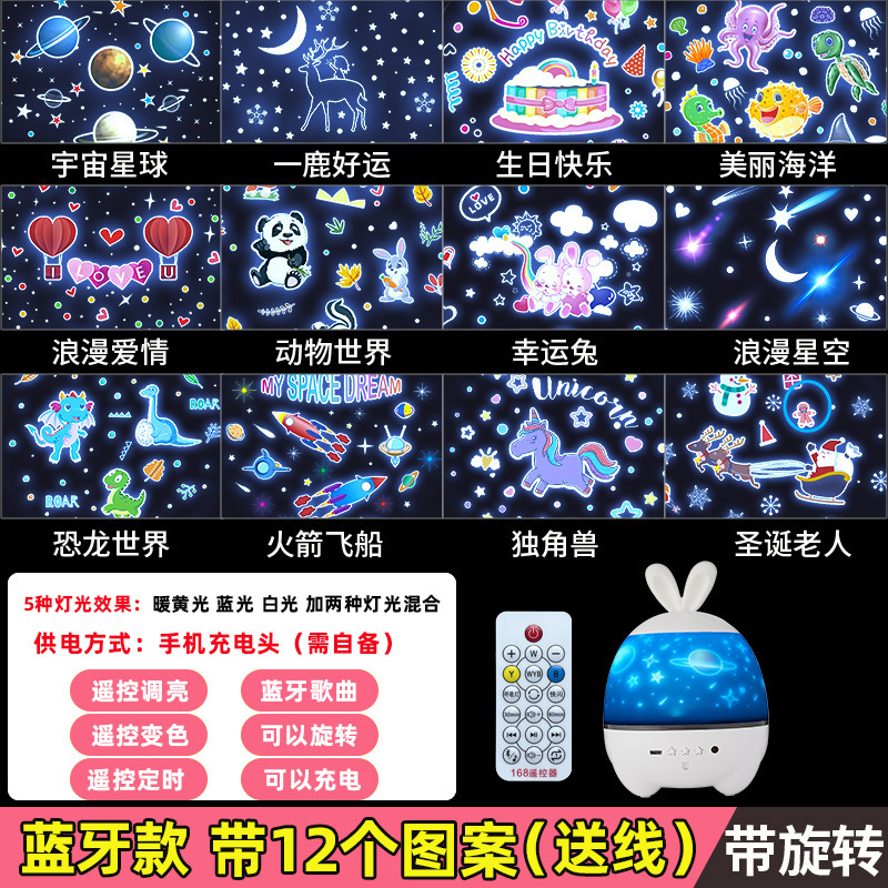 Romántico sueño giratorio led luz nocturna proyector de estrellas luz nocturna dormitorio cabezal de cama con ideas de habitación infantil