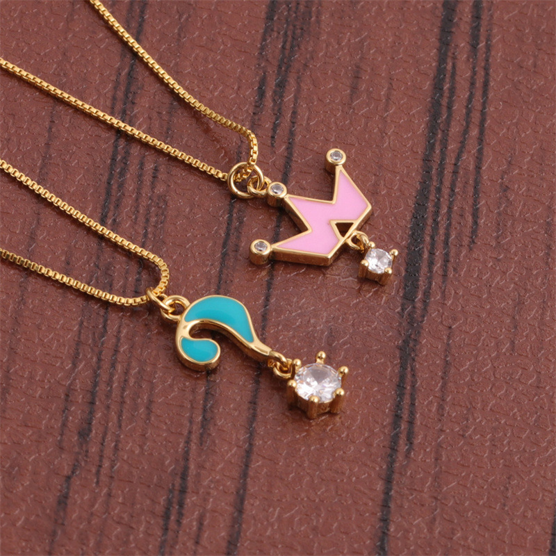 Nihaojewelry dripping oil crown question mark donut pendant necklace Wholesale jewelry