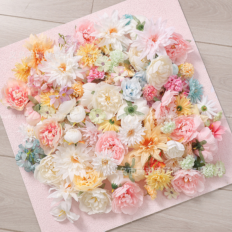 Artificial Flower Head Set Dopamine DIY Materials Desk Coffee Shop Photography Decoration Fake Flowers Wedding Decoration Flowers