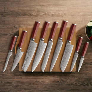 Damascus Steel Vg10 Chef's Knife Chef's Slicing and Meat Cutting Knife Set Yangjiang Stainless Steel Solid Wood Handle Chef's Knife