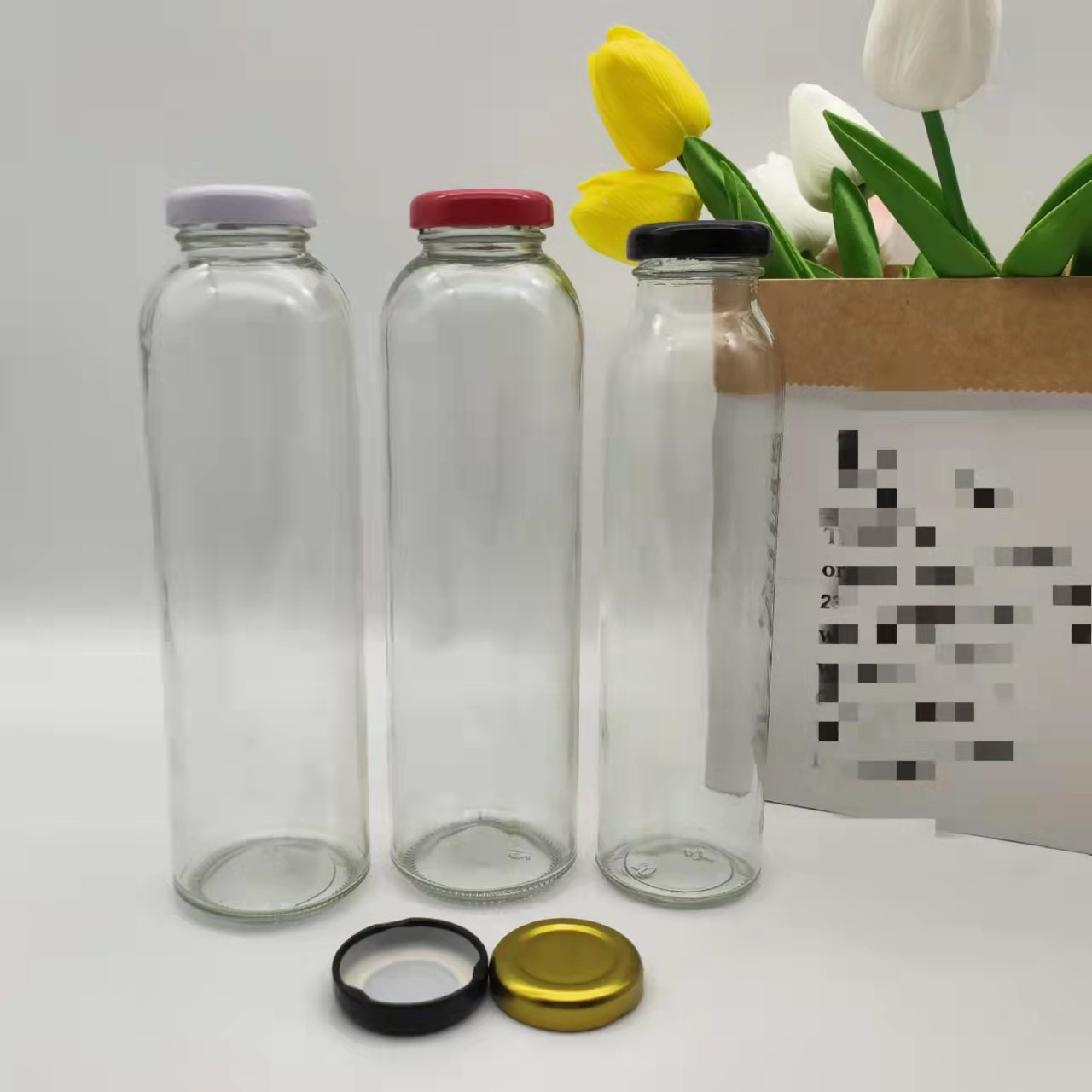 500ml丝口冷泡茶玻璃瓶310ml铁盖饮料瓶果汁瓶酸奶瓶豆浆酒瓶