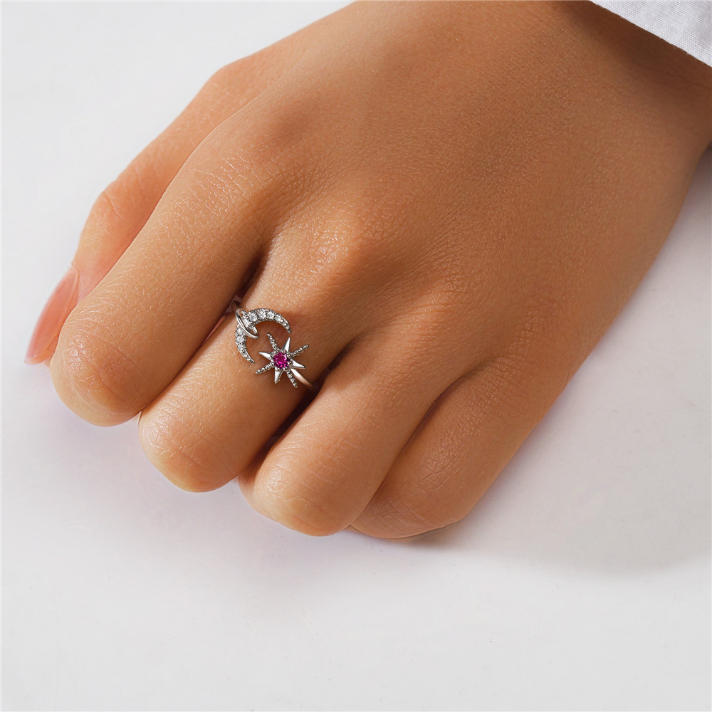 Sterling Silver Sweet Shiny Heart Shape Flower Bow Knot Plating Flowers Zircon Open Rings display picture 38