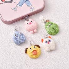 卡通多色毛毛怪小可爱手机防尘塞type充电口吊坠防丢堵头情侣礼物