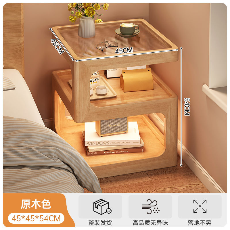 Sofá de lado armario de lado sala de estar simple mesa de té de madera sólida dormitorio mesa lateral creativa 520 mesas de cabezal de cama estante de almacenamiento doméstico