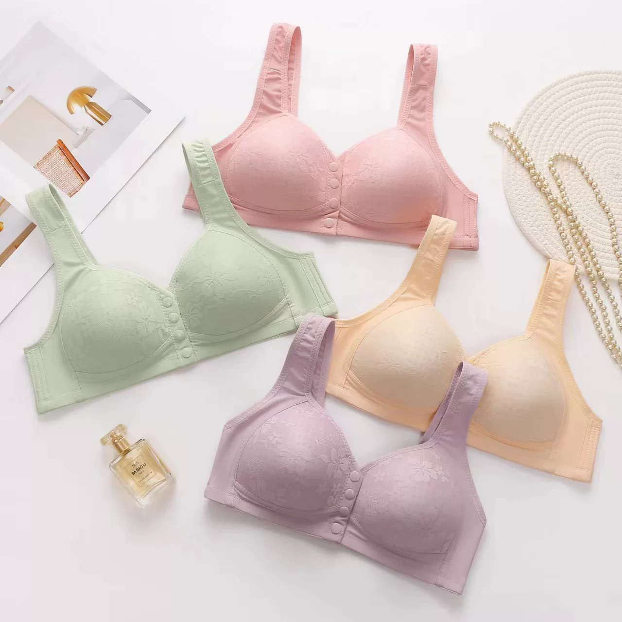 Бюстгальтер-жилет для женщин среднего и старшего возраста, без косточек, пуш-ап, жаккардовая хлопковая подкладка, застежка спереди, удобный, с вкладышами для груди.