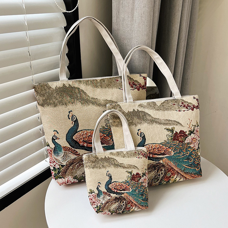 メーカー卸売り両面金糸刺繍布バッグ大容量マミーバッグ手提げショルダーバッグ民族風大容量バッグ|undefined