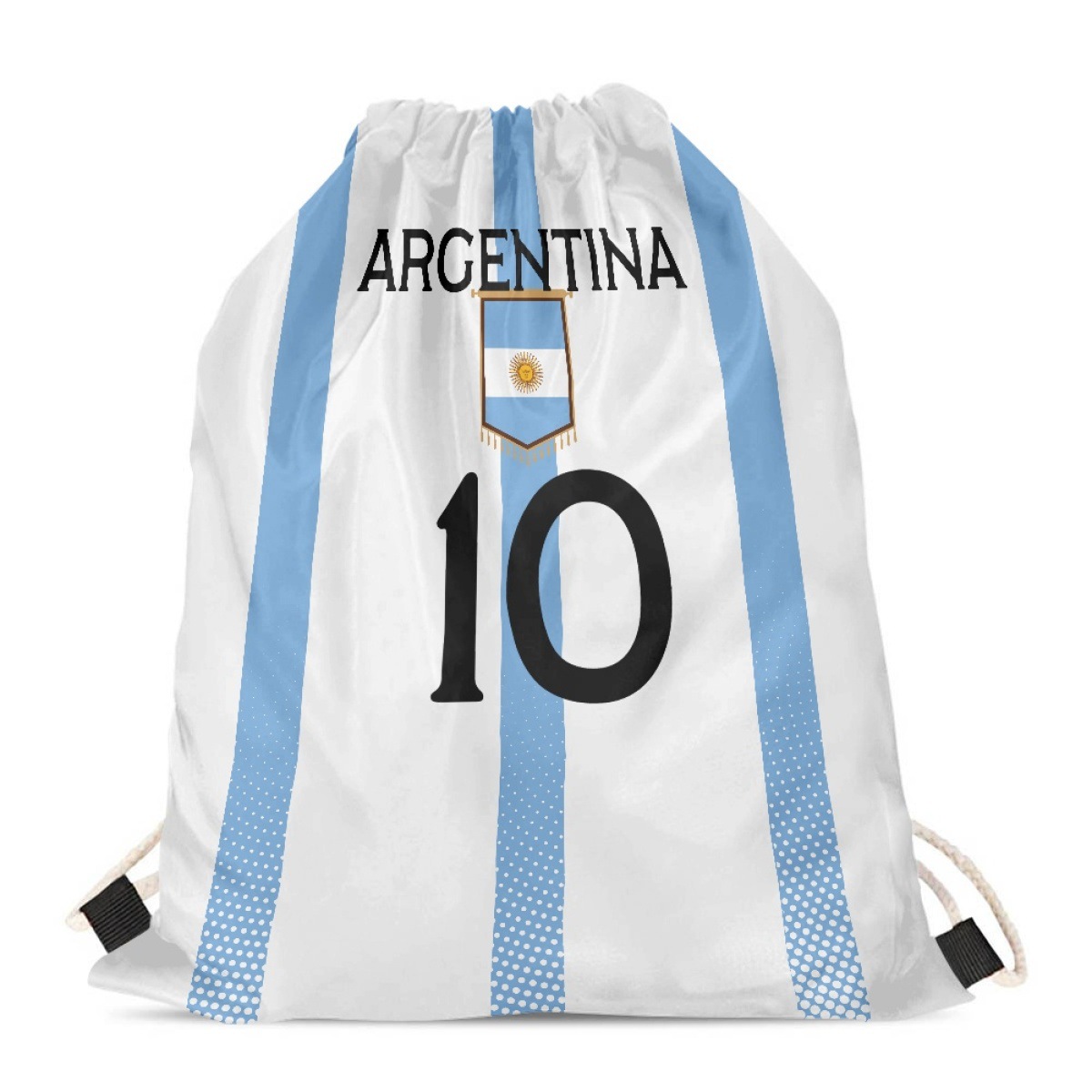 阿根廷国旗梅西印花抽绳袋亚马逊独立站热卖跨境专供大容量束口袋