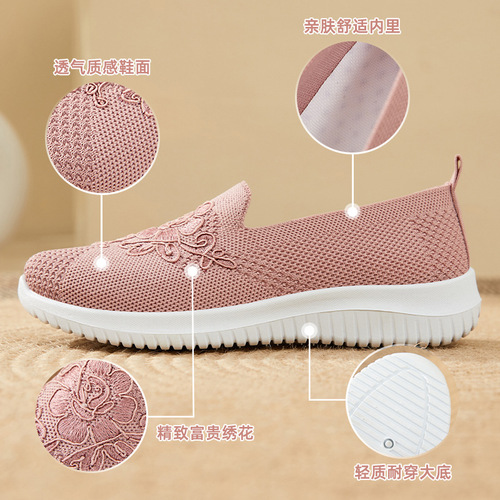 Shoes for women 2024 spring and autumn new style old Beijing cloth shoes embroidered mother's shoes shallow slip-on women's shoes cross-border factory