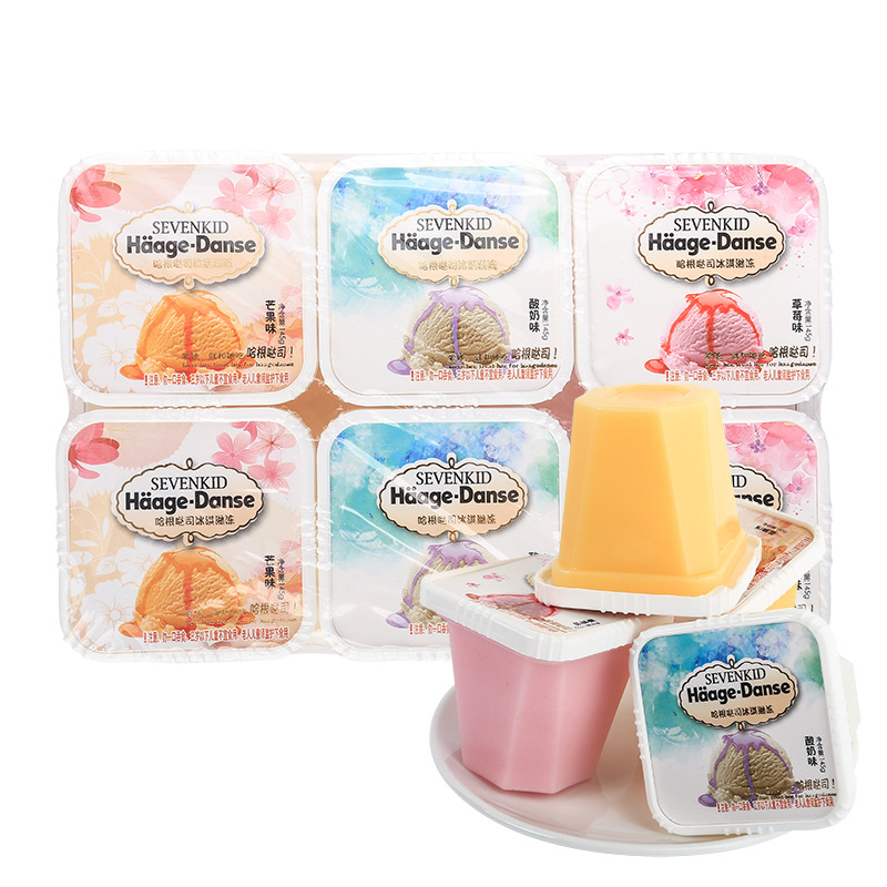 Hagendas ice cream multi-flavor coconut pudding yogurt jelly children's snacks 145*6 cups 870g
